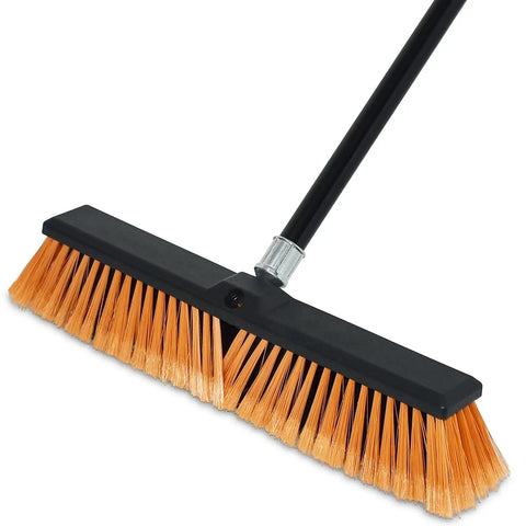 Heavy Duty Push Broom With 60 Inch Long Handle For Outdoor And Indoor Cleaning Versatile Garage Shop Deck Patio Concrete Tile Wood Stone Floor Broom With Ergonomic Grip And Extra Thick Bristles