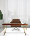 Wooden table with 28 Inch Hairpin Legs Set Of 4 For Industrial Metal Coffee Tables And End Tables Tall Iron Furniture Legs in gold