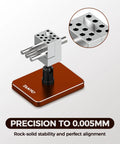 Slick Mini Bench Vise Featuring Sweet 360 Degree Rotating Ball Joint Base, Legit Aluminum Alloy Table Top Hobby Clamp Offering Flexible Multi Angle Tilting And Secure Grip For Gunpla Assembly Jewelry Repair Electronics Soldering Work, Rich Red with precision holding capability.
