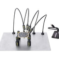 Pro Grade Four SP10 Probes Soldering Helper Kit With Test Wires Hands Free Third Hand Tool holding circuit board on base plate