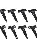 Eight 4-Inch T-Strap Door Hinges With Mounting Screws, Heavy Duty Iron Hinges For Barn Doors Gates Sheds Or Tee Hinge Applications