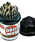 Blitz Bit Mechanic Length Drill Mug Set 29 Piece Fractional Sizes From 1/16 To 1/2 Inch In 64th Increments with lid