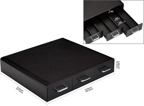 3 Drawer K Cup Coffee Pod Storage Drawer Holds 36 Pods, Durable Countertop Organizer With Easy Open Drawers And Non Slip Pad, Black Finish