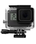 Front view of Hero 7 Black Waterproof Housing Case With 45m Depth Rating And Bracket Compatible With Hero 6 And Hero 5