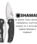 Shaman Folding Pocket Knife with 3.5 Inch CPM S30V Steel Blade and G10 Handle, plain edge knife displayed open and closed