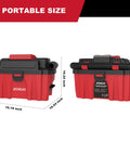 Side view of red 20V Cordless Wet Dry Vacuum Cleaner With Brushless Motor, 2.5 Gallon Shop Vac showing dimensions.