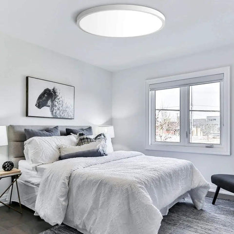 12 Inch LED Flush Mount Ceiling Light Black 5000K Daylight White 24W 240W Equivalent Dope Ultra Thin Flat Modern Ceiling Fixture 3200 Lumen Ceiling Lamp in bedroom
