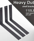 Heavy Duty 12 Inch L Shelf Brackets Set Black Metal Wall Mount Brackets with 5mm Thick Steel for Sturdy Shelving