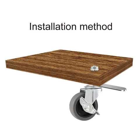 Top Notch 3 Inch Silent Swivel Caster Wheels With Locking Brake And Quick Threaded Stem Mount on wooden platform for assembly.