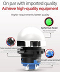 Heavy Duty Industrial LED Indicator Lamp 24V Green Continuous Light Switch IP65 Waterproof And Dustproof Warning Signal Light with spherical head
