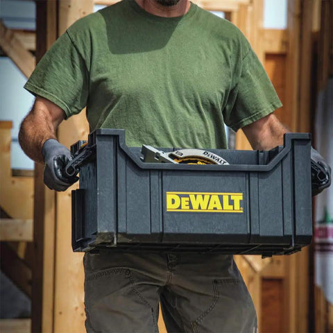 Person holding Heavy Duty Tool Organizer Bag For Tough System Stacks With Large Open Interior, durable polypropylene