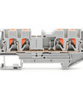 2.5mm2 4 Wire Terminal Block For DIN Rail With Spring Clamp, Orange, Compact Electrical Connection, Quattro Style Terminal Blocks