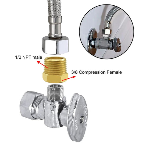 brass NPT to compression reducer fitting for plumbing