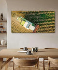 Aerial View Of A Combine Harvester Farm Scene Canvas Wall Art 24x48 Inch Gallery Wrapped Print For Living Room Decor