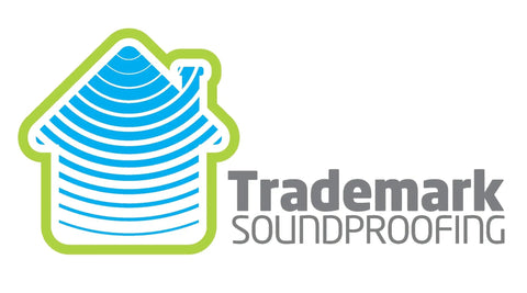 Logo for Trademark Soundproofing with blue house graphic, representing Heavy Duty Mass Loaded Vinyl Sound Barrier.
