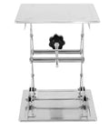 2 Pack 8 Inch Lab Jack Scissor Stand Made From Stainless Steel Sturdy Lab Lift Table Platform Expandable Height Range 85mm To 280mm Supports Up To 15 Kg 33 Lbs For Easy Lab Setup. Front view showing adjustable platform and knob.