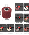 Workhorse 1400W Electric Burnishing Polishing Machine with various polishing wheels including wire drawing and wool wheel