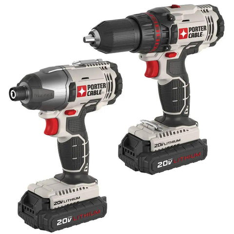 20V Max Cordless Drill and Driver and Impact Driver Combo Kit With 1/2 Inch Chuck and 1/4 Inch Impact, ergonomic handles
