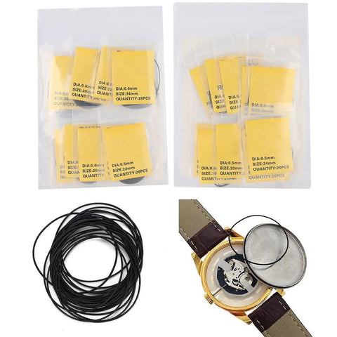 Pro Grade Rubber Watch Gasket Set For 16mm To 34mm Cases, 10 Sizes With 0.5mm And 0.6mm Thickness, Ideal Watch Repair Tools.