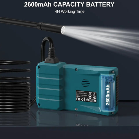 1080P Industrial Endoscope With 4.3 Inch TFT Screen 16.5ft Flexible Cable 8mm Camera Adjustable LED Lights 1 Million Pixels Photo Video Recording USB C Charging Ideal For Tight Space Inspections And Pro Grade Diagnostics with 2600mAh battery