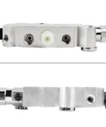Universal Disc Drum Brake Proportioning Valve With Smooth Stopping Power For Heavy Duty Rides, side view showing ports and fittings.