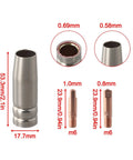 Heavy Duty 14Piece MIG Welding Tips Kit With 0.8mm 0.030 And 1.0mm 0.040 Contact Tips, Gas Nozzles, Copper Brass Consumables For MB15 AK Torch
