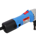 Rock Solid 500W Electric Sheet Metal Nibbler Cutter with blue body and 360 rotating head for cutting aluminum and steel.