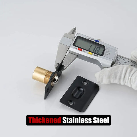 Thickened stainless steel closet door ball catch hardware with black finish, caliper measurement shown for accuracy.