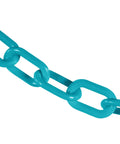 Heavy Duty Plastic Barrier Chain Turquoise 500 Ft Synthetic Rope For Crowd Control, close-up of turquoise links.