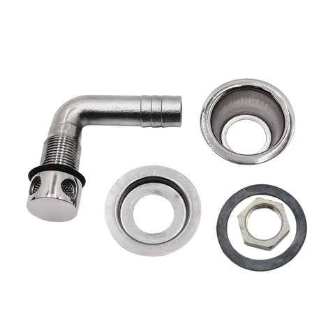 Boat Gas Tank Vent For 5/8 Inch Hose Made From Stainless Steel 316 Marine Grade, 90 Degree Thru-Hull Fuel Vent With Mounting Gasket, Hardware And Cap