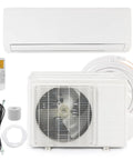 12000 BTU Mini Split Air Conditioner With Inverter 19 Seer Ductless Heat Pump components including indoor and outdoor units, remote, installation parts.