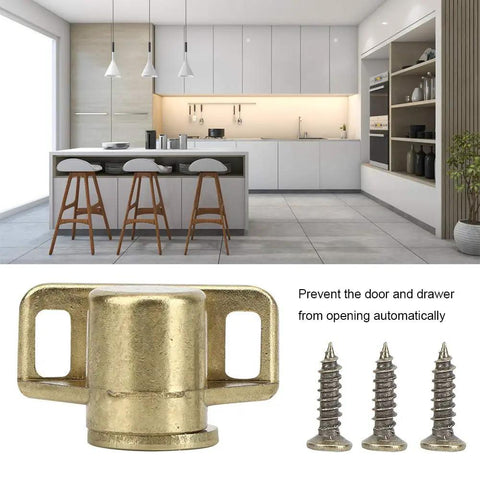 Gold Antique Magnetic Cabinet Door Catch Set 4 Pieces with screws for easy installation in modern kitchen