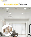 Room with ceiling showing Six Pack 6 Inch Ultra Thin LED Recessed Light With Junction Box 2700K To 6000K Selectable Color Temperature Dimmable 12W 1200LM 110W Equivalent ETL Certified Easy Install lighting layout
