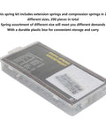 Klanata 200 Pc Spring Assortment Kit Featuring 20 Sizes Of Mixed Extension Tension And Compression Springs Perfect For DIY Repairs Mechanics And Engineers Needing A Durable Metal Springs Set In A Handy Box.
