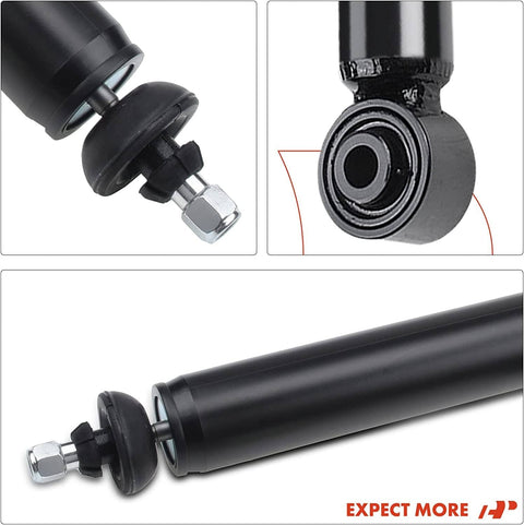Close-up of front and rear complete struts with coil spring assembly, black metal, bolts visible for Honda Civic 2006-2011.