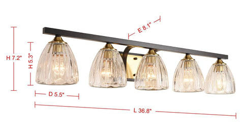 36 Inch Farmhouse Vanity Light Over Mirror Brown Finish 5 Light Wall Fixture For Bathroom That Brightens Up Your Space Modern Yet Rustic Look