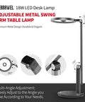 Dimmable LED Desk Lamp With Auto Off Timer And Memory Function, 18W 1000LM Eye Caring Reading Light, adjustable gray design