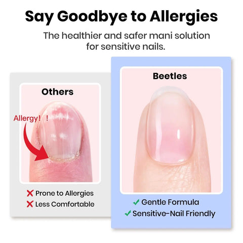 Comparison of nails with allergies using others vs natural nails using Gel Nail Prep Kit With Dehydrator And Primer, Hema-Free And Acid-Free.