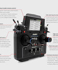 Badass Paladin Ev Rc Transmitter Boasting Hella Smooth Hall Sensor Gimbals And A Crisp 3.5 Inch Tft Touch Screen showing dual controls and touchscreen.