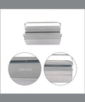 18 Inch Stainless Steel Portable Toolbox With Folding Cantilever Frame And Three Smooth Glide Trays top view with handle