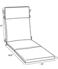 Line drawing of Simone Blue Tropical Outdoor Chaise Cushion 21 In W X 72 In L Weatherproof Rainproof Fade Resistant Patio Pad with dimensions