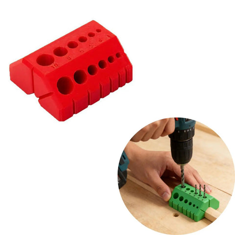 Premium Drill Guide Block For Dead On Straight Holes And Hella Accurate 45 And 90 Degree Angles, red alignment jig for precise drilling.