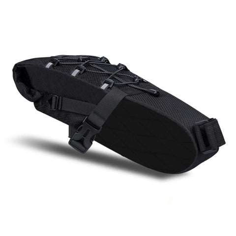 Rainproof 5.8L Bike Saddle Bag With Expandable Storage And Reflective Straps, black polyester nylon construction