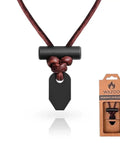 Weatherproof Fire Starter Necklace For Men Handcrafted In USA With Adjustable Leather Knot Design Ideal For Traveling Everyday Carry And Adventures Sparks Up To 6000 Degrees Fahrenheit In Any Weather Gear shown with packaging