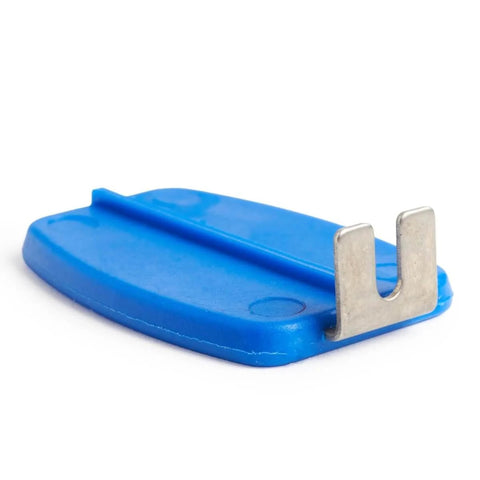 Axle Inserter Guide For Pinewood Derby Cars, Easy And Precise Alignment For Straight Axles, blue tool with metal part