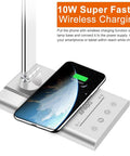 Dope All In One LED Desk Lamp with 15W Fast Wireless Charging and USB Port showing smartphone charging at base