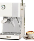 OPV Espresso Machine With Milk Frother Steam Wand, 20 Bar Max Pressure, Dual Display, 58mm Portafilter, Stainless Steel White Finish