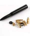 5.5 Inch Universal Car Antenna Replacement for Ford, Dodge, Chevrolet with black hard anodized finish and brass connectors displayed on white background.