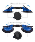 Heavy Duty Vacuum Suction Cup Lifter 330lb Lift For Glass Stone And Appliances with swivel pads and ergonomic grip shown