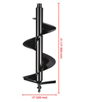 12 Inch Earth Auger Drill Bit For Planting With Extra Long 31.5 Inch Depth, black steel, ideal for digging holes